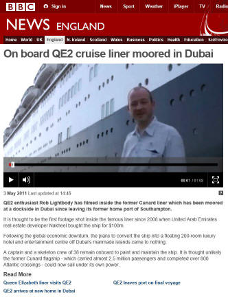 On board QE2 cruise liner moored in Dubai